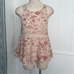 American Eagle Floral Sleeveless Peplum Top | Cottagecore | Small
